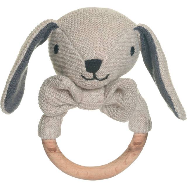 TEDDYKOMPANIET Teddy Baby, Organic Rattle Dog, Knitted |Beige |16 cm