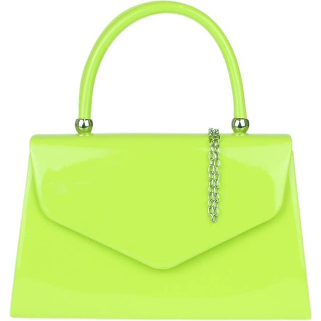 (Neon Lime) Womens Patent Clutch Bag Handbag Small Hard Case