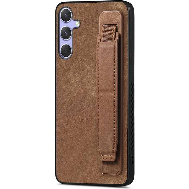 (Brown) Case for Samsung Galaxy S25 Plus Wrist Strap Retro Lightweight Shockproof