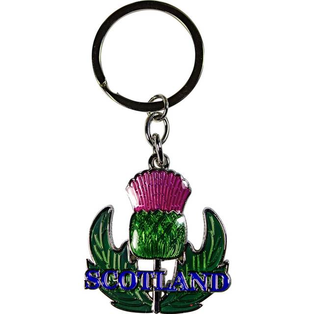 Enamel Keyring Thistle National Flower of Scotland Flat Split Ring