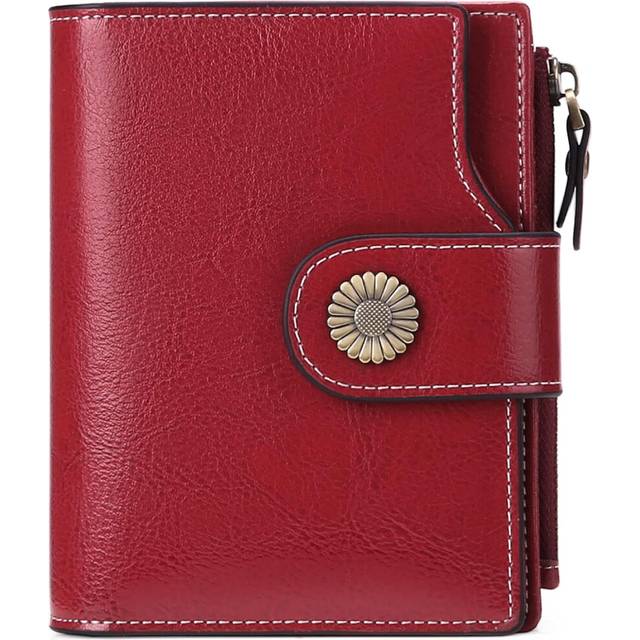 Women's wallet genuine leather short format women's shield wallet wine red 1 piece