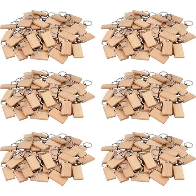 300 Blank Wooden Keychain Rectangular Engraving Key ID Can Be Engraved DIY