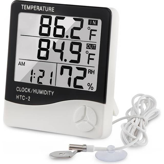 Outdoor Indoor Thermometer Electronic Hygrometer With Clock Sensor Head