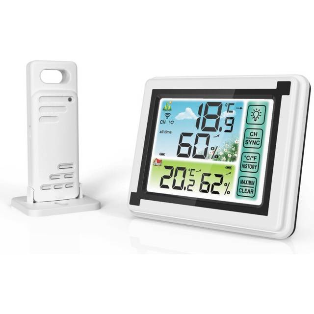 Indoor Outdoor Touch Screen Wireless Weather Station Color LCD HTN Display IPX4 Hygrometer Thermometer Outdoor Forecast Sensor Clock