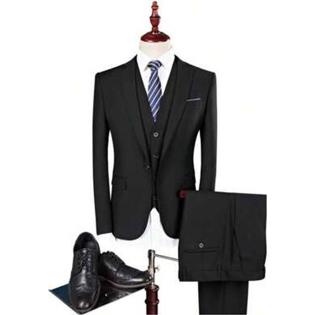 SHEIN High Quality Men Wedding Suit Prom Dress Jacket+Pants+Vest Men Suit Set Slim Fit Tuxedo Male Blazer Customized British Style Groom Clothing Business S