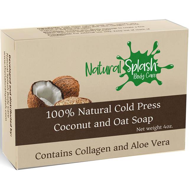 Natural Splash - Natural Handmade Cold Press Soap Bar - Coconut and Oat - Aloe Vera and Collagen - Soft exfoliating Formula.