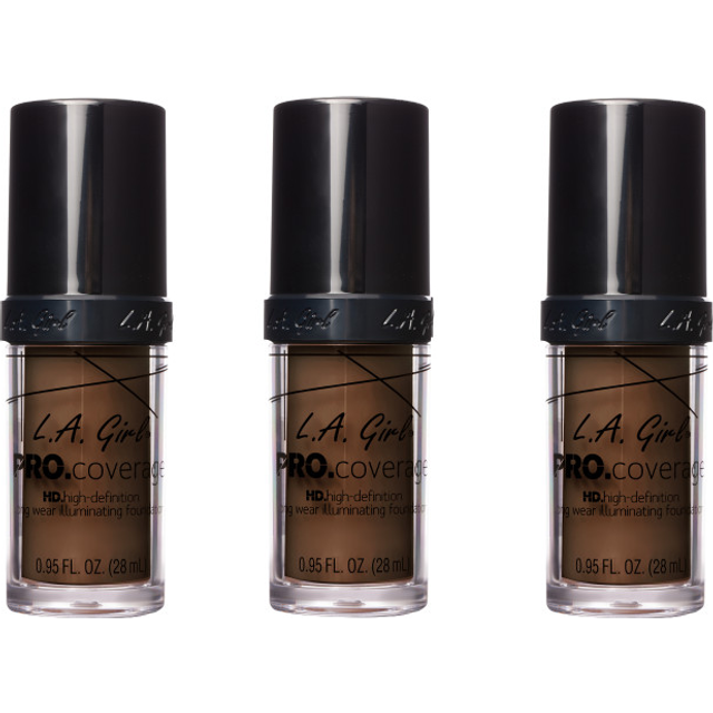 L.A. Girl Pro Coverage HD Illuminating Liquid Foundation Dark Chocolate 28ml x3