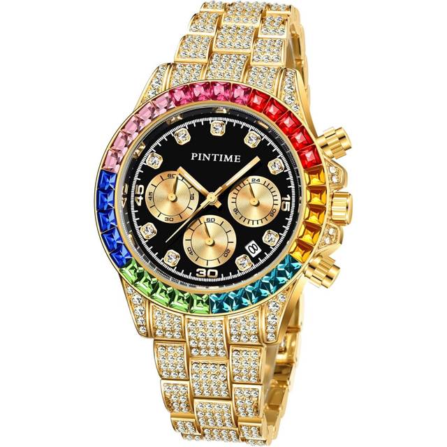 Iced Out Colorful Crystal Rhinestone Diamond Wristwatch