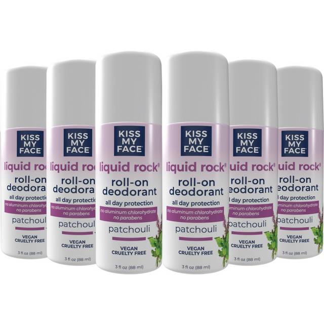 Kiss My Face Liquid Rock Aluminum Chlorohydrate Free Roll-on Deodorant, Patchouli, 3 oz, Pack of 6 (Packaging May Vary)