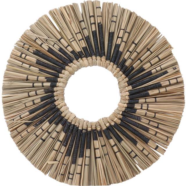 Seagrass Wall Mirror Hand Woven Decorative Round Seagrass Hanging Mirror for Entryway Bedroom svart