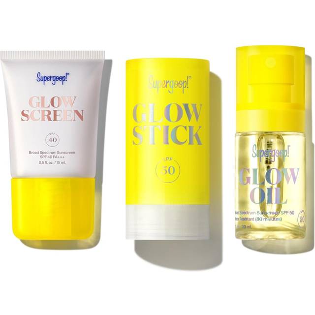 Supergoop Glow Kit  Includes Glowscreen SPF 40 05 oz FullSize Glow Stick SPF 50 07 oz and Glow Oil SPF 50 10 fl oz