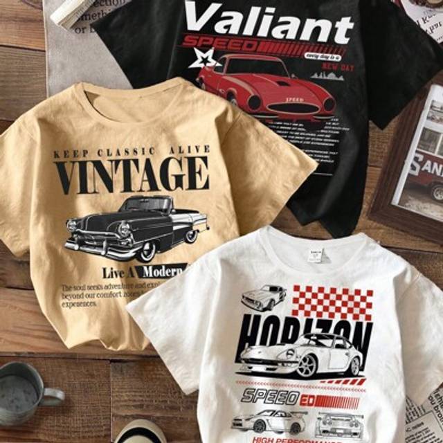 BILAR, ung pojke Casual retro bil & brevtryck rundhalsad kortärmad t-shirt, lämplig för sommaren - Multifärgad (6Y,7Y,4Y,5Y)