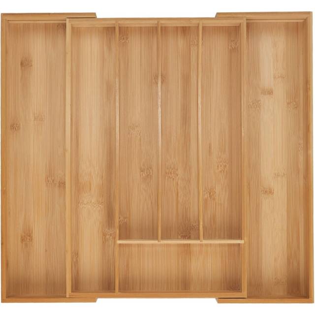 Relaxdays - Cutlery Tray, 5-7 Compartments, 5 x 30.5-50 x 47 cm, Extendable Drawer Organiser, Bamboo, Kitchen, Natural
