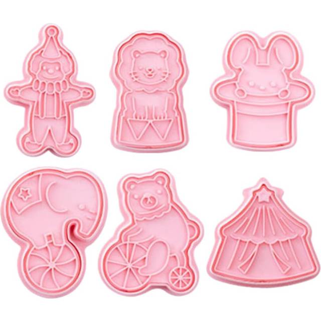 6 Pcs Circus Cookie Cutters Plastic Fondant Molds for Circus Shaped Biscuits Ideal