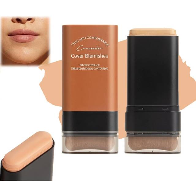 (04# Wheat) Hydrating Lightweight Foundation Stick With Brush, Korea Flawless Eraser Foundation Stick,Beauty Foundation Stick,Double Head Foundation M