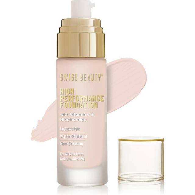 Swiss Beauty High Performance Foundation | Water-Resistant | Medium To Buildable Coverage Liquid Dewy Finish | Lightweight | Easy To Blend | With Vita