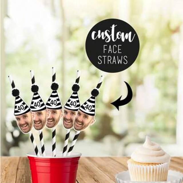 SHEIN 12 Pcs Custom Face Paper Straws, Personalized Face, Party Straws With Pictures, Personalized Straws,Multi-Functional, Ornamental,Reusable,Exquisite,St