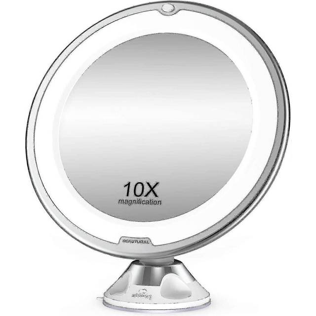(As show, One size) Beautural Makeup Mirror With 10x Magnification And Led Lights 1 Ball Joint 360 Adjustable Fixture