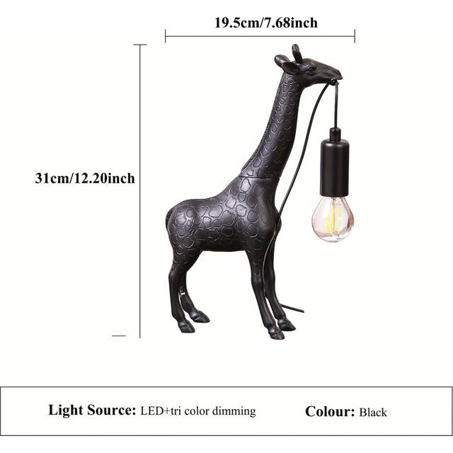 (Black) A Creative Desk Lamp In The Shape Of A Giraffe, With A Modern And Minimalist Style, 4W LED Lights, USB Power Supply, Button Switch