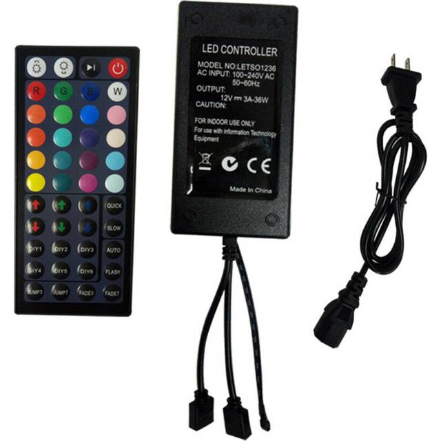 (UK Plug, 3M) 3M 5M 10M LED Strip Light SMD3528 RGB + IR Remote Controller + Power Adapter Decorative Lighting DC12V