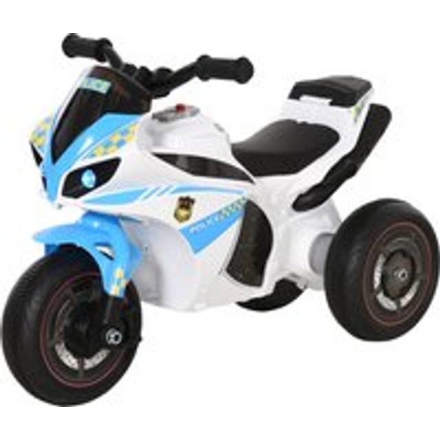 Homcom Kids Ride-on Police Bike 3-wheel Vehicle W/ Music Lights Safe Seat Handlebars Toddler No Power Child Learning Fun Development 18-36 Months Blue
