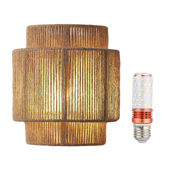 Japanese Wabi-Sabi Retro Rattan Weaving Wall Lamp LED Sconces Living with E27 Bulb Room Bedroom Bedside Corridor