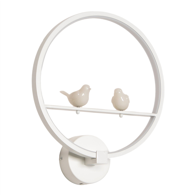 18W 3000K Warm Light Two Birds Ring LED Wall Lamp Modern for Living Room Bedroom Bedside Lighting White