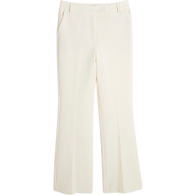 River Island Womens Cream Slim Fit Flared Trousers - 18