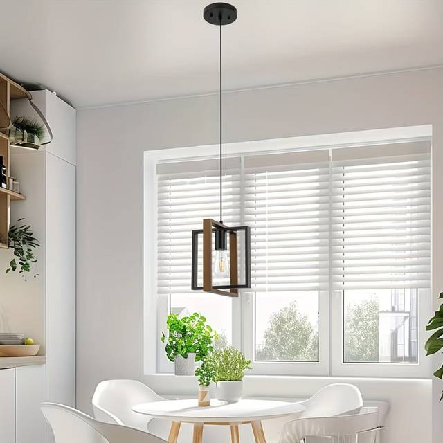 (M) 1pc Modern Industrial Vintage Metal Chandelier - Adjustable Height, Hard-Wired, E26 Base, No Bulb Included