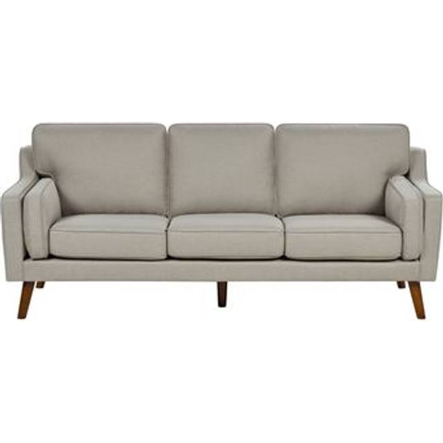 Beliani 3 Seater Fabric Sofa Beige Lokka, Brown