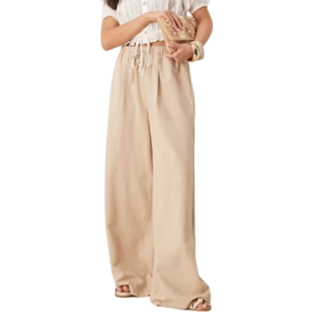 Stradivarius Wide leg linen trousers Stone M
