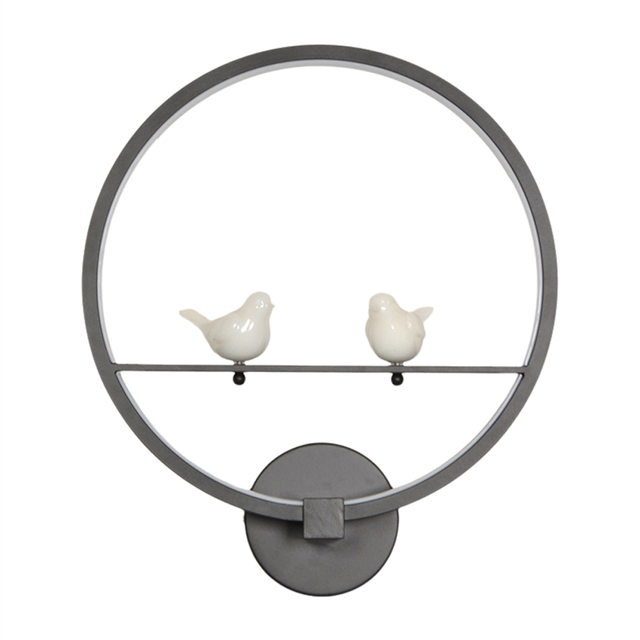 18W 3000K Warm Light Two Birds Ring LED Wall Lamp Modern for Living Room Bedroom Bedside Lighting Black