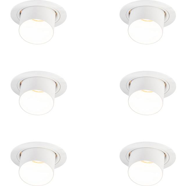 Set med 6 moderna infällda spotlights vita runda lutningsbara - Installa