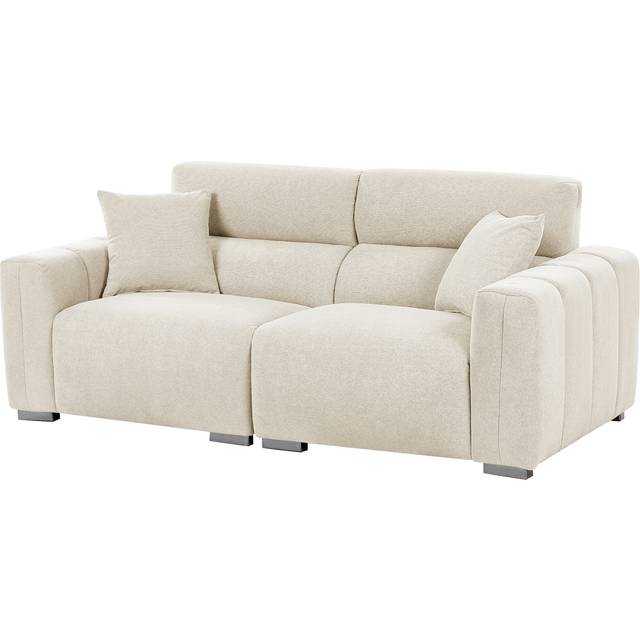 Beliani - 3-Seater Fabric Sofa with Cushions Water-Resistant Upholstery Plushy Look Light Beige Fauskan