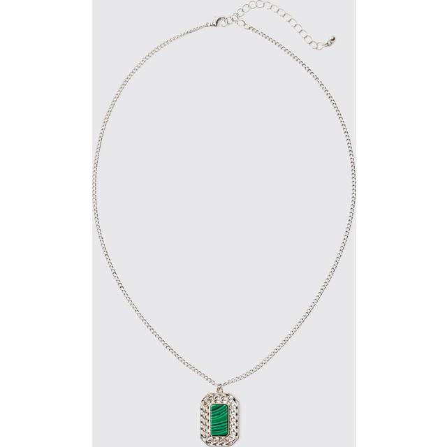 Mens Silver Gem Pendant Necklace