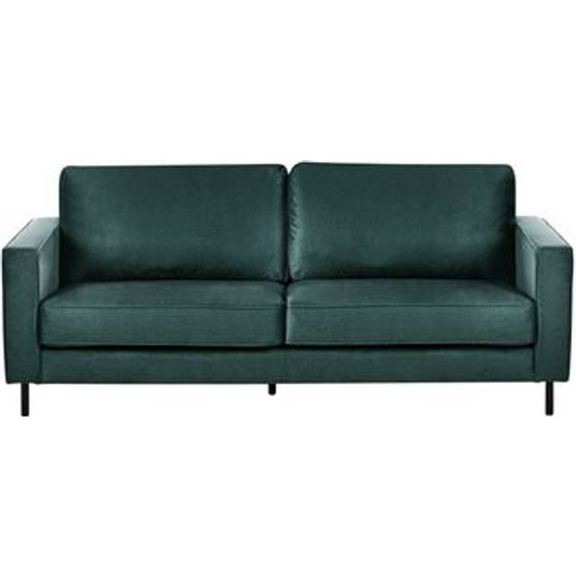 Beliani - Modern Minimalist Velvet Sofa 3 Seater Cushions Metal Legs Green Savalen