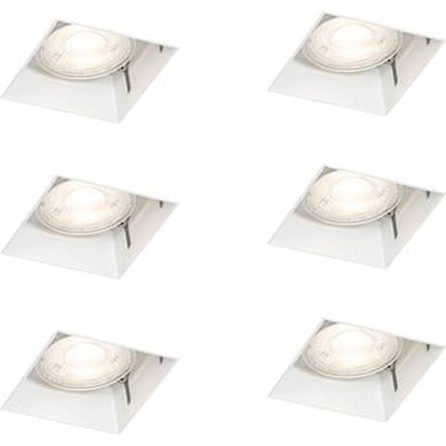 Set om 6 infällda spotlights vita GU10 50 mm utan kant - Oneon