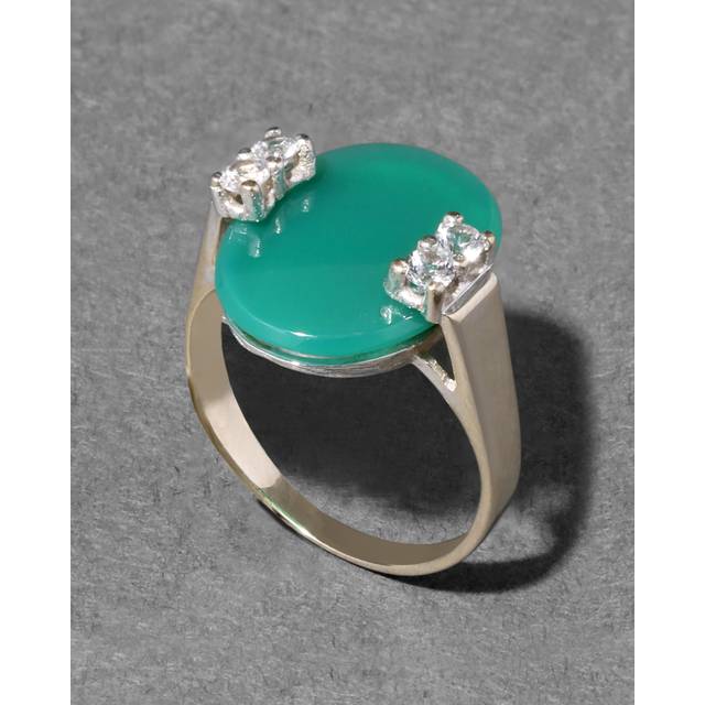 Alexis Bittar Vintage 1960S 18K Gold & Chrysoprase & Sapphire Pronged Ring in White Size 5 | Statement Jewelry from Alexis Bittar (5)