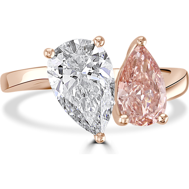 18ct Rose Gold 2.6ct White & Pink Laboratory Grown Diamond 'Toi et Moi' Ring - J