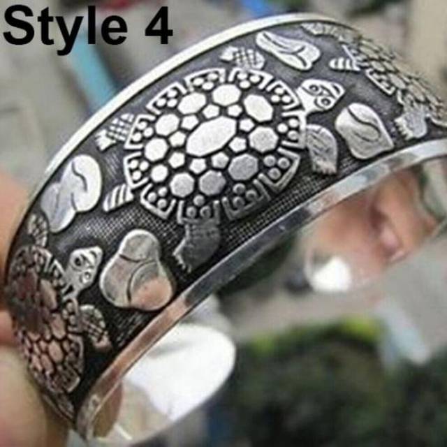 (Style 4) Women Vintage Ethnic Style Open Jewelry Tibetan Bangle Wide Cuff Bracelet