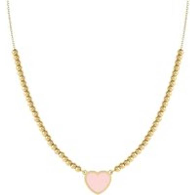 Nomination Emosfere Gold Pink Heart Beaded Stainless Steel Necklace - 38cm