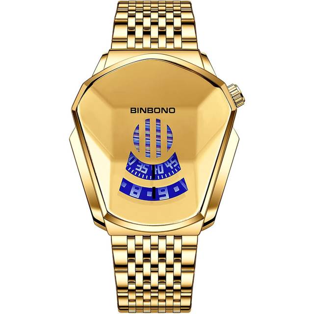 men Racing Watch Cool Style Stainless Steel Waterproof Wristwatch