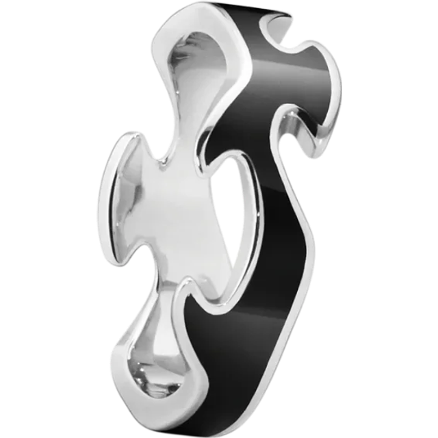 Georg Jensen Fusion 18ct White Gold Black Lacquer Centre Ring - 55