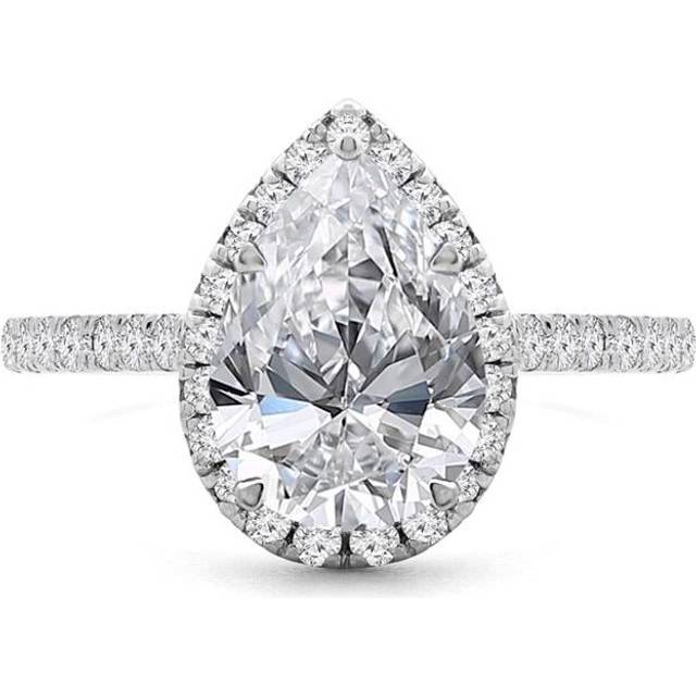 Majesty Diamonds MD240246-7.5 1.5 CTW Pear Diamond Cathedral Pear Halo Engagement Ring in 14K White Gold - Size 7.5