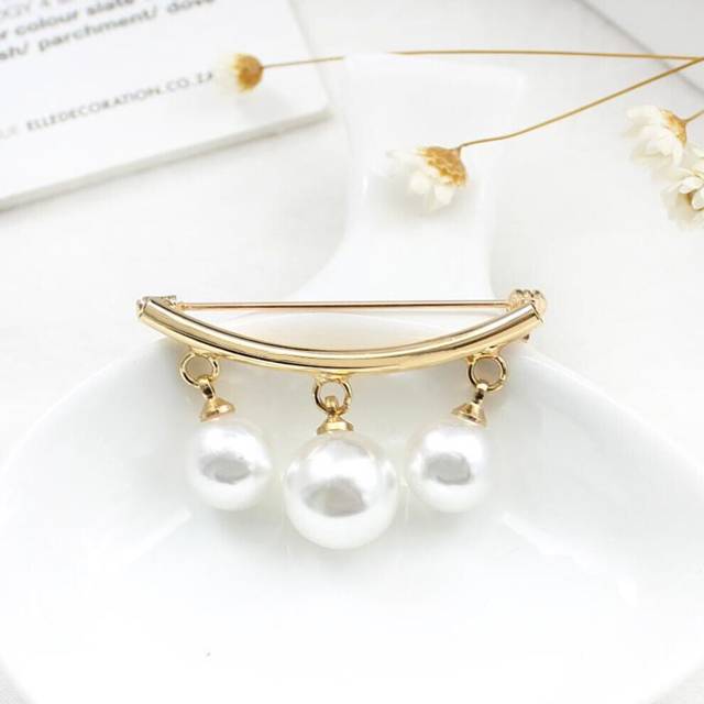 (gold) Korean Simple Pearl Cute Brooch Women&apos;s Accessories Kpop Brooches For Women Pins Enamel Pin Jewelry