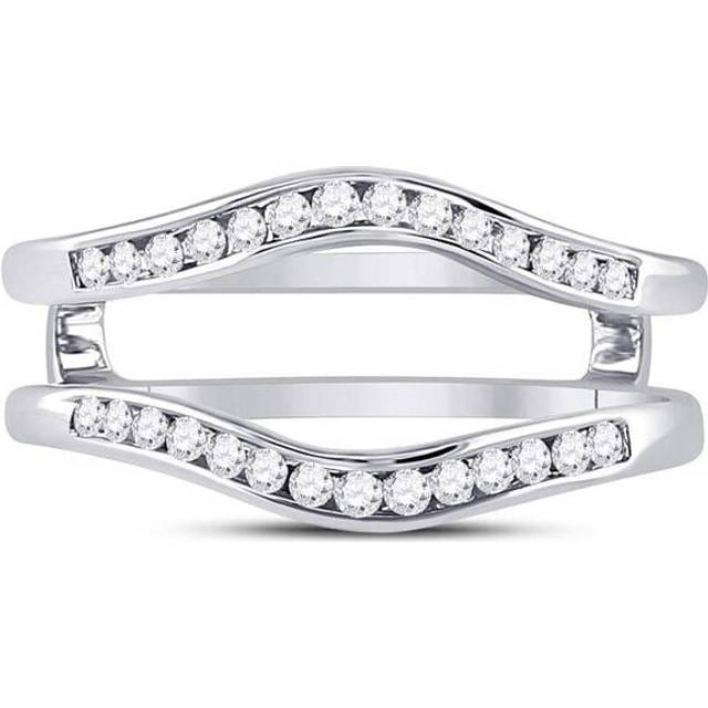 GND 92866 0.25 CTW 14KT White Gold Womens Round Diamond Ring Guard Wrap Solitaire Enhancer, Size 7