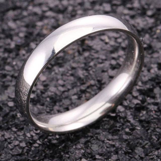 (silver, 11) 4mm Polished Stainless Steel Wedding Engagement Ring Simple Couple Picky Gifts