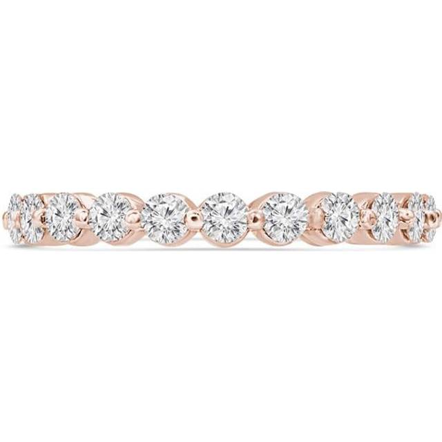 Majesty Diamonds MD230305-3.5 0.8 CTW Round Diamond 0.75 Way Shared-Prong Semi-Eternity Anniversary Wedding Band Ring in 14K Rose Gold - Size 3.5