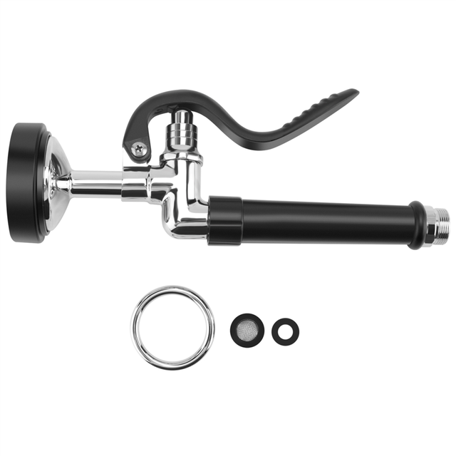 Pre Rinse Sprayer Commercial Kitchen Faucet Parts Chrome (Black)