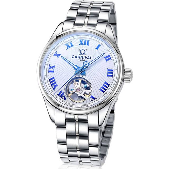Automatic men Skeleton Tourbillon Stainless Steel Waterproof Wrist Watch